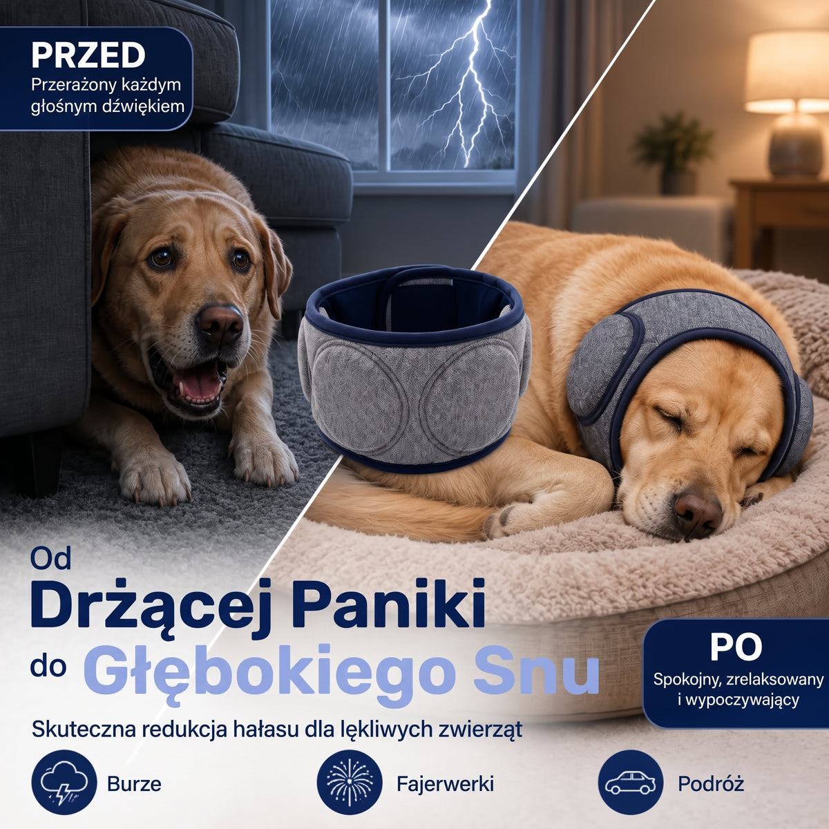 Wyciszające nauszniki Bezstresik – koniec paniki przy burzy i fajerwerkach